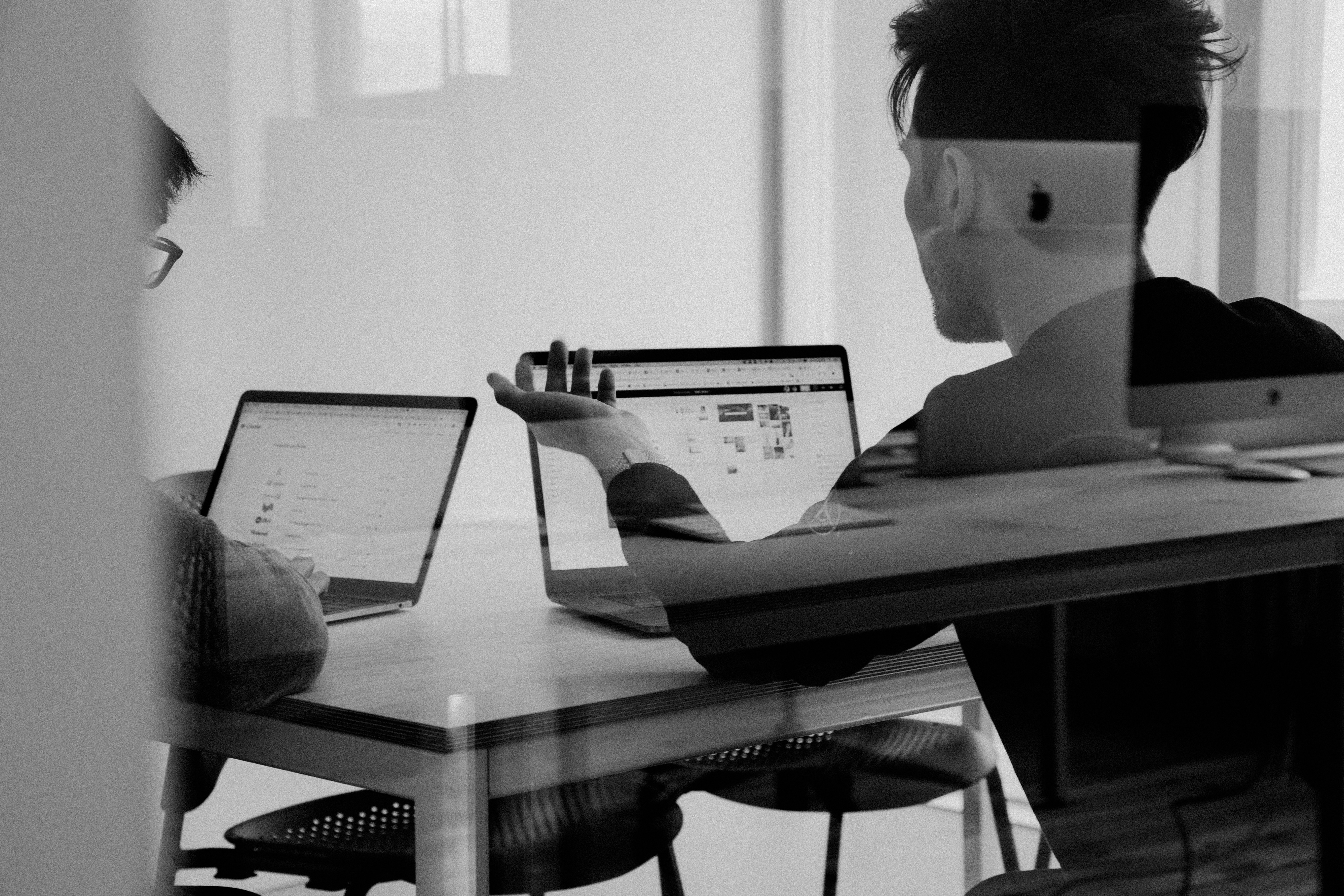 Two people collaborating